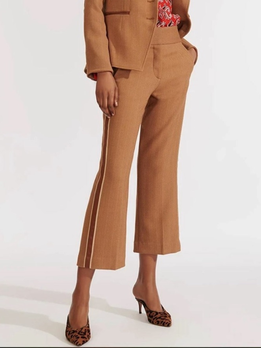 Veronica Beard Cropped Flare Side Stripe Cormac Trousers Pants Sz 8